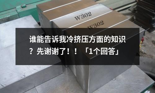 誰能告訴我冷擠壓方面的知識？先謝謝了！！「1個回答」