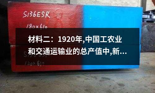材料二:1920年,中國工農業和交通運輸業的總產值中,新式產業只占7.84%,而傳統產的簡單介紹