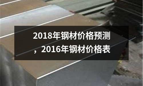 2018年鋼材價格預測，2016年鋼材價格表