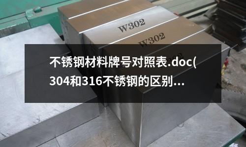 不銹鋼材料牌號對照表.doc(304和316不銹鋼的區(qū)別)