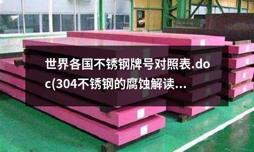世界各國不銹鋼牌號對照表.doc(304不銹鋼的腐蝕解讀)