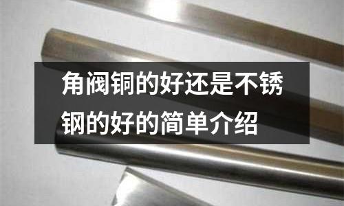 角閥銅的好還是不銹鋼的好的簡單介紹