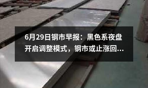 6月29日鋼市早報：黑色系夜盤開啟調(diào)整模式，鋼市或止?jié)q回穩(wěn)調(diào)整