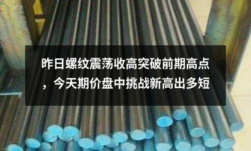 昨日螺紋震蕩收高突破前期高點，今天期價盤中挑戰新高出多短