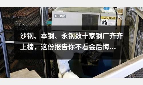 沙鋼、本鋼、永鋼數十家鋼廠齊齊上榜，這份報告你不看會后悔....