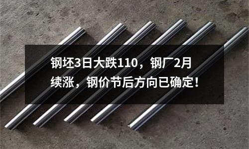 鋼坯3日大跌110，鋼廠2月續(xù)漲，鋼價(jià)節(jié)后方向已確定！