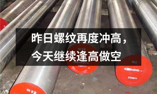 昨日螺紋再度沖高，今天繼續逢高做空