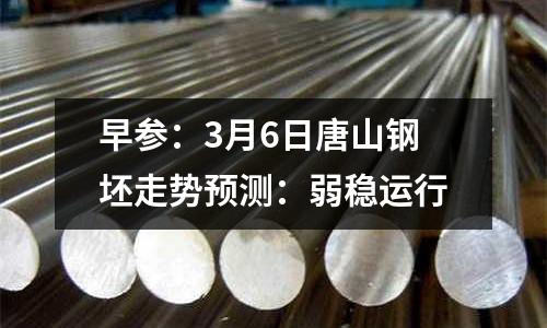 早參：3月6日唐山鋼坯走勢預(yù)測：弱穩(wěn)運(yùn)行