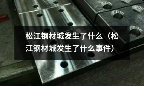 松江鋼材城發生了什么(松江鋼材城發生了什么事件)