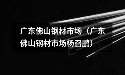 廣東佛山鋼材市場（廣東佛山鋼材市場楊召鵬）
